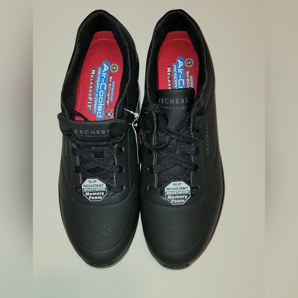 Black Slip Resistant, Memory Foam Sketchers Size 9.5